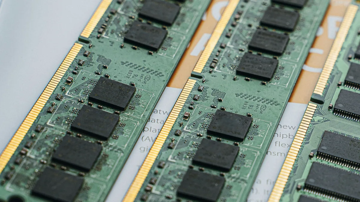 Close-up of desktop RAM memory modules – Corsair DDR4 and DDR5 gaming memory class action